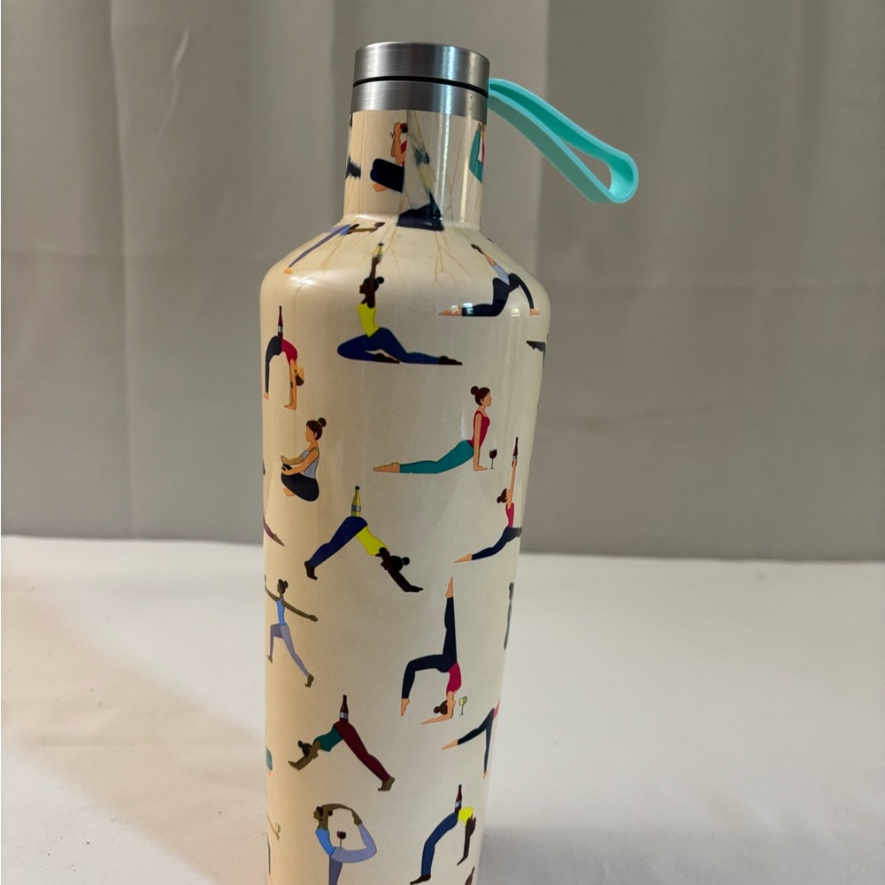 Corkcicle Yoga Pose Water Bottle - Cream with Multicolor Design